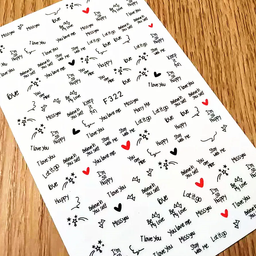 

Newest F-545 571 lettering design nail sticker decal stamping back gule DIY nail decoration tools