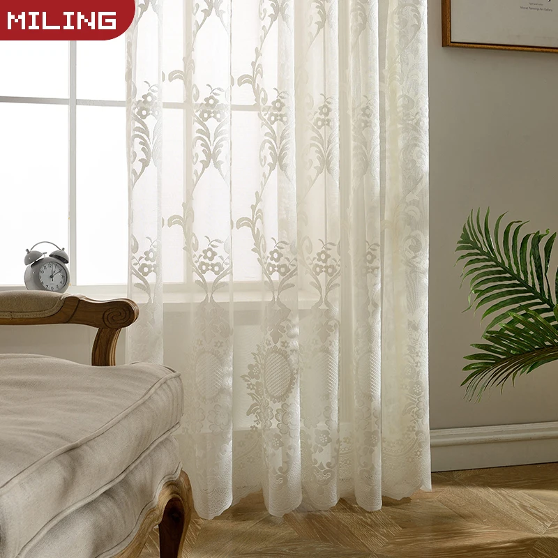 Европейские мягкие белые тюлевые шторы с вышитыми цветами стильные прозрачные