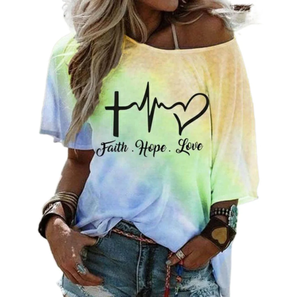 

ICCLEK Women Tie Dye T Shirt Short Sleeve Summer Sexy Gradient Color Tee Shirt Femme Fashion Streetwear Plus Size Casual L
