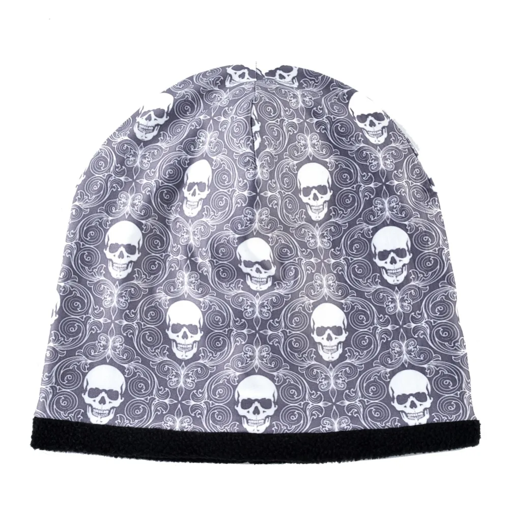 Шапка мужская мода череп шапочки с узором для мужчин зимние теплые Skullies шапочки женщин толстые Лыжные шапки унисекс хип хоп панк прохладный шапка зимняя