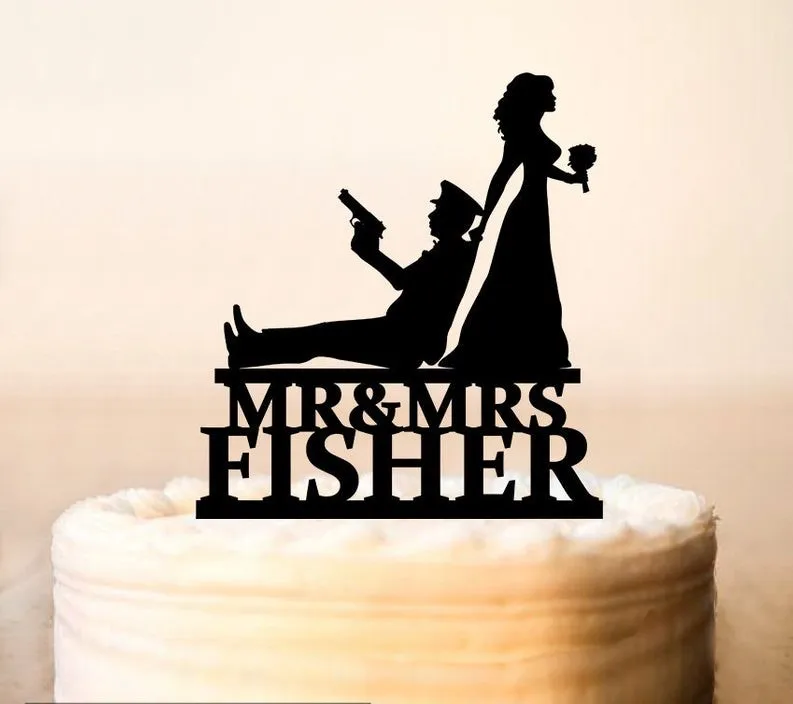 Полицейский свадебный торт Топпер персонализированные полицейский и невеста