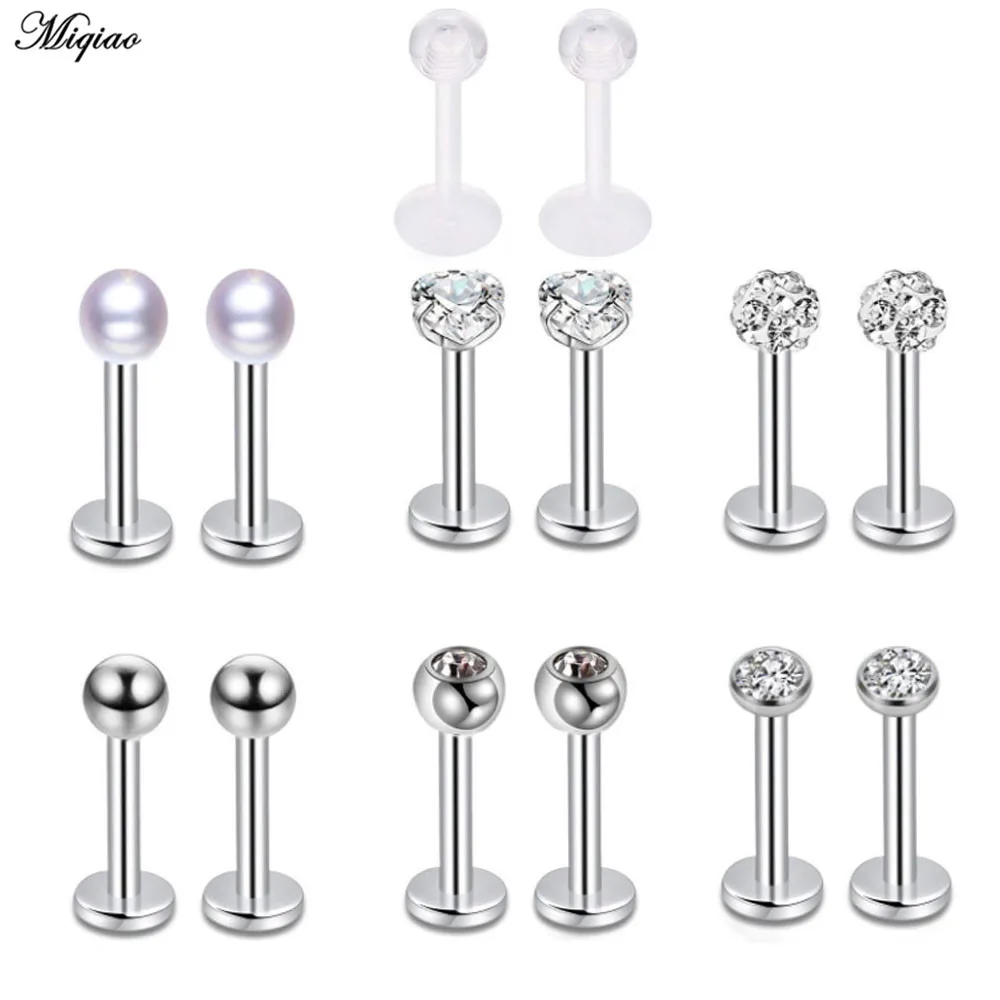 

Miqiao 14pcs New Product Set Hot Style Stainless Steel Zircon Nose Stud Earrings Universal Body Exquisite Piercing Jewelry