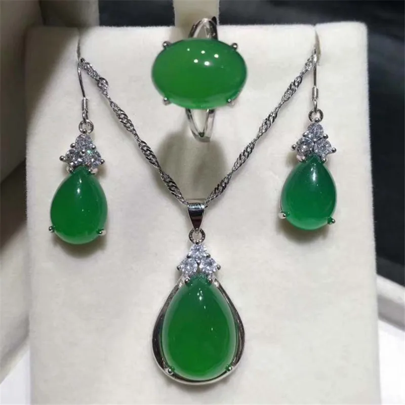 Натуральные ледяные цветные ювелирные изделия из халцедона трех частей