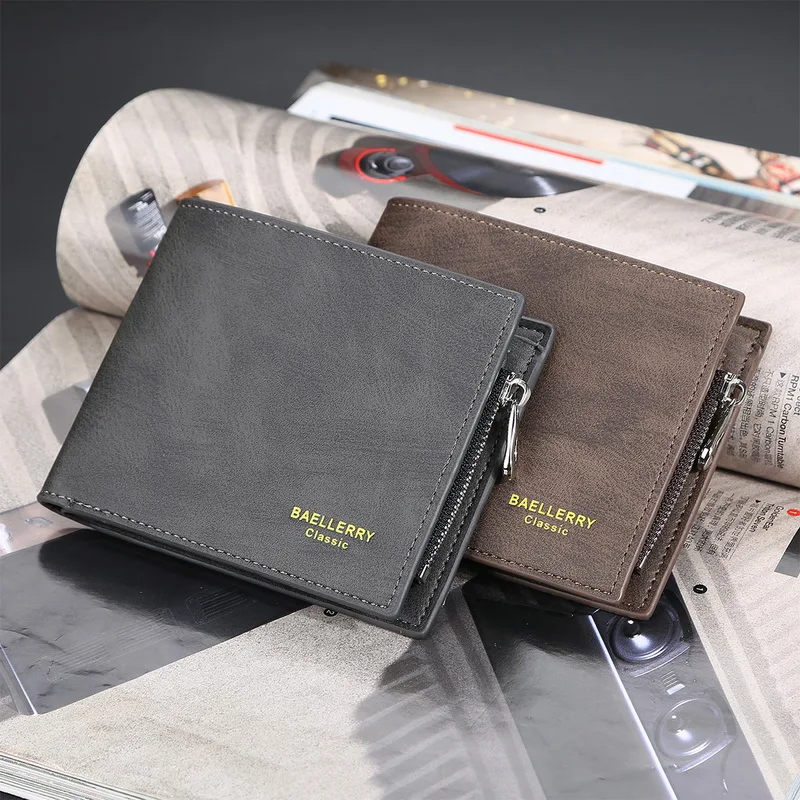 

New Male Wallets Business Card Holder Small Money Purses Wallets Design Men Wallet With Coin Bag Zipper Small Bag Men Purses