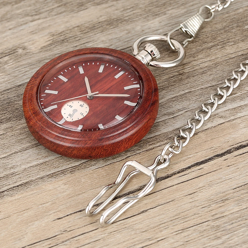 Полностью деревянные кварцевые карманные часы с аналоговым дисплеем