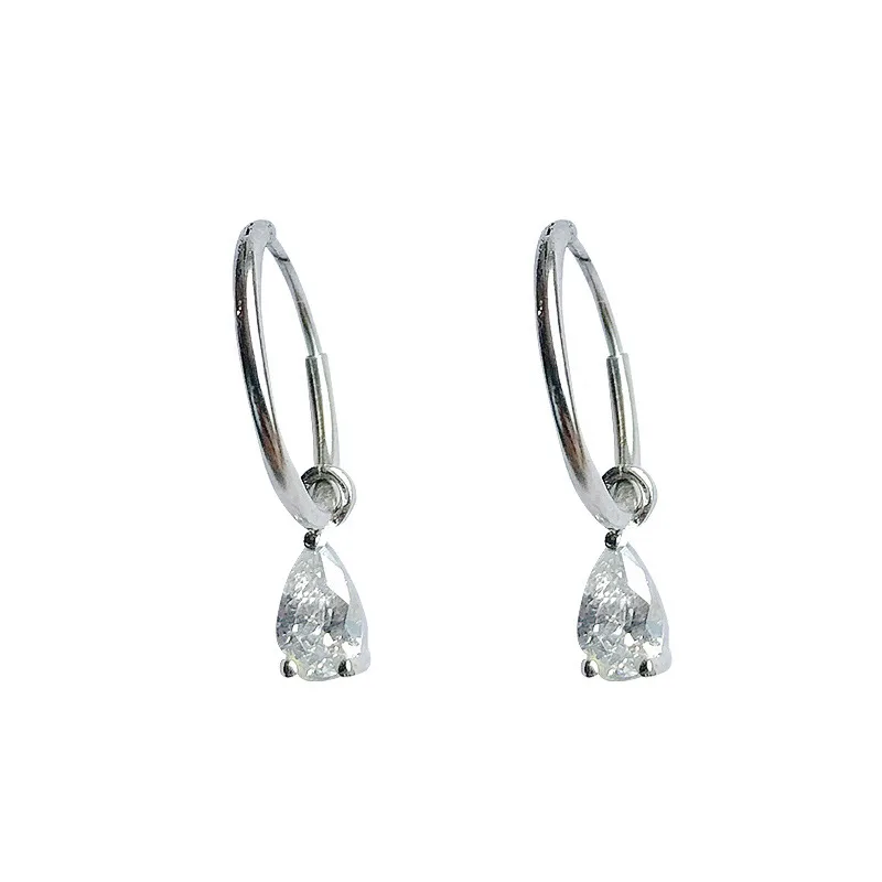 Серьги-клипсы серебряного цвета с австрийскими кристаллами висячие серьги для