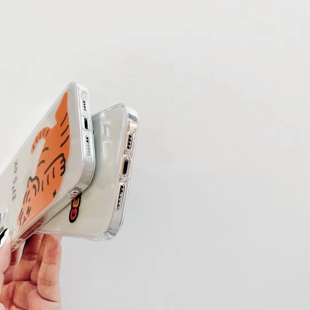 

INS cute funny zoo king tiger party phone case for iPhone 11 12 pro MAX Xs MINI Xr X 78plus soft TPU back cover