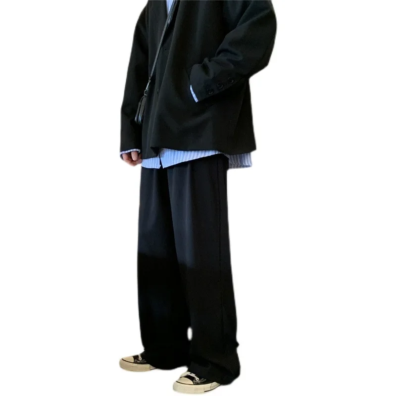 

Trendy men's pants in summer thin small trousers Korean fashion drop feeling wide leg trousers straight tube loose floor pants