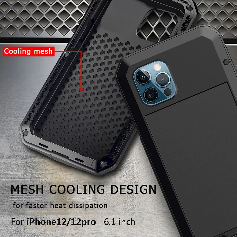 

Сверхмощный металлический чехол для телефона iPhone 11 12 12 Pro Max XR X 7 8 SE 2020 6S, водонепроницаемый пылезащитный противоударный чехол, чехол для iPhone 7
