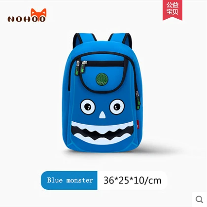 NOHOO 3D Детские школьные ранцы для мальчиков, милые детские рюкзаки для малышей, детский рюкзак для детей, mochila escolar menino - Цвет: Blue  monster