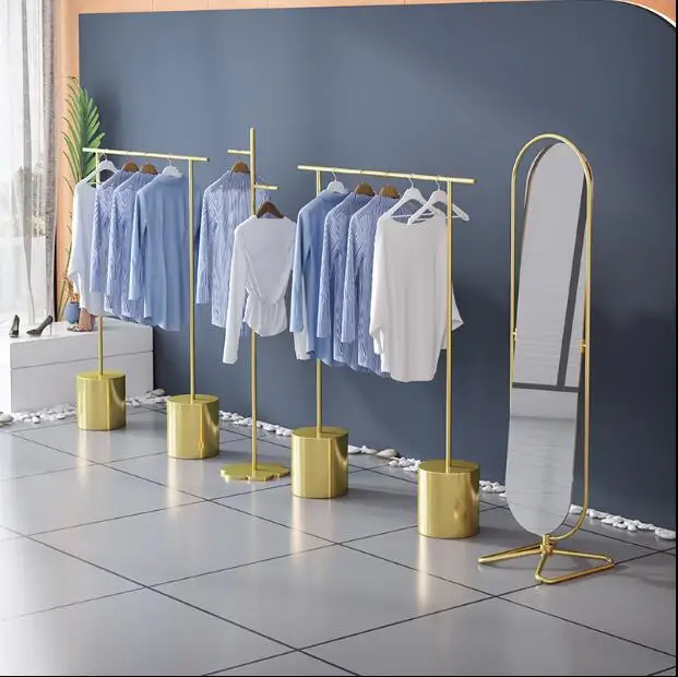 

Clothing store display rack golden women's clothing store display rack net red live broadcasting room clothes hanger floor type
