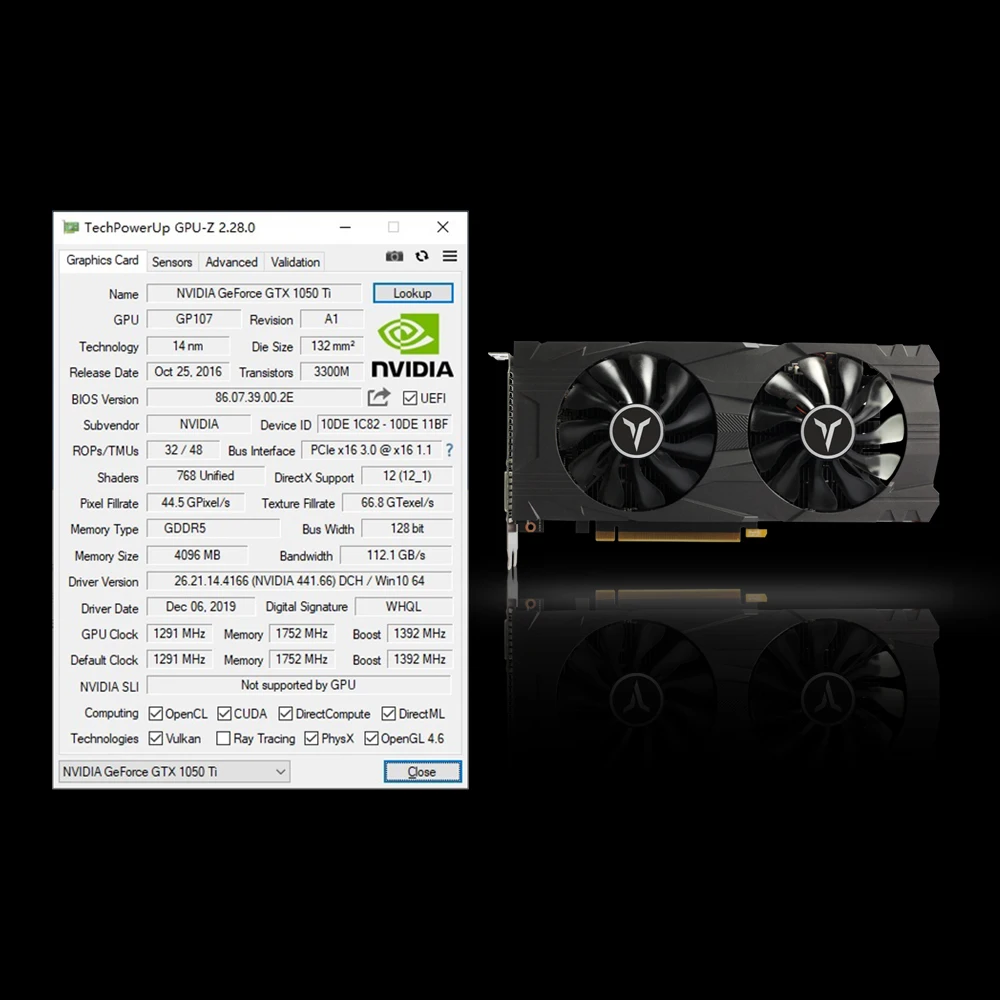 Yeston GeForce GTX 1050Ti 4G D5 GAEA графическая карта с 1291 1392 МГц/7008 МГц 4 ГБ/128 бит/GDDR5 памяти