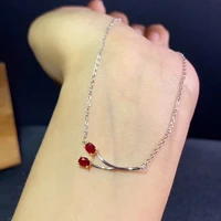 gcbl39 red ruby necklace real 925 silver gold plated natural gem supply test certificate girl party gift lucky birthstone