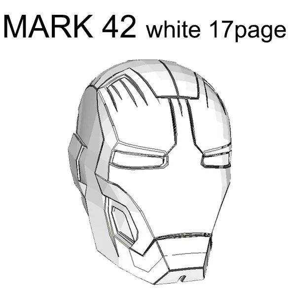 Mark 42 43 white Железный человек DIY может носить шлем 1:1 Бумажная модель нужна ручная работа - Цвет: Mark 42 43 white