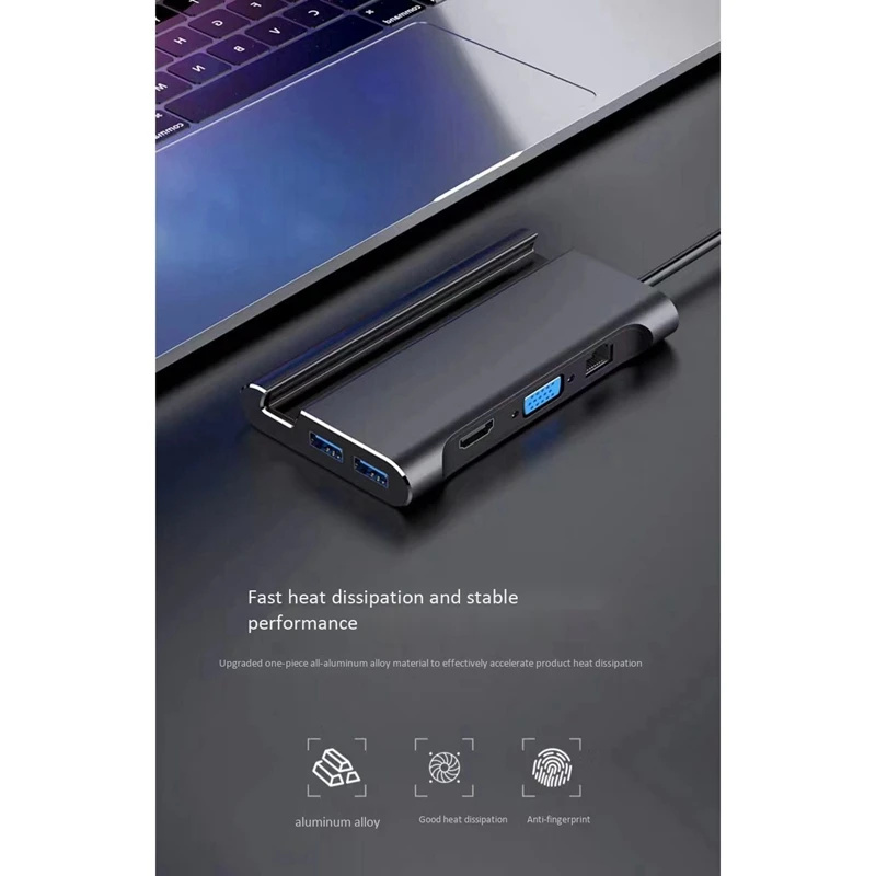 

Type C Hub Docking Station For Laptop Smart Phones 7 In 1 Vga Pd Lan Hdmi Usb3.0 Port Expansion Huawei Matebook
