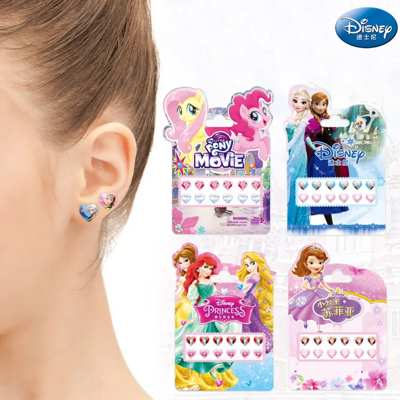 disney girls Frozen elsa  Anna  stud earring sticker Makeup Toy  Sofia Princess girls snow White Beauty Fashion Toys