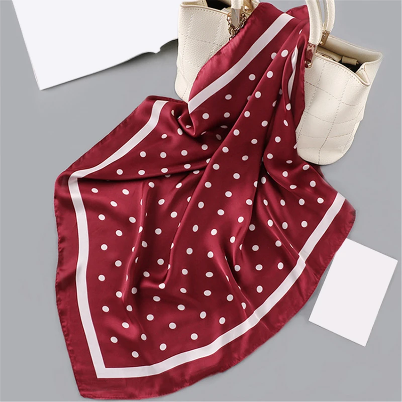 

Polka Dot Printing Scarf For Women Fashion Accessories Soft Smooth Square Scarves Female Birthday Gift