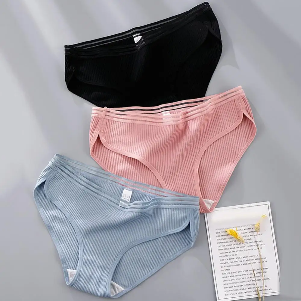 

2 pieces of women's sexy underwear low-rise stretch breathable cotton underwear soft solid color women underwear plus size sexy