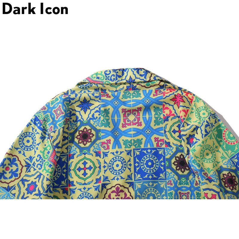 Мужская рубашка в стиле ретро Dark Icon гавайская летняя с коротким рукавом вечерние