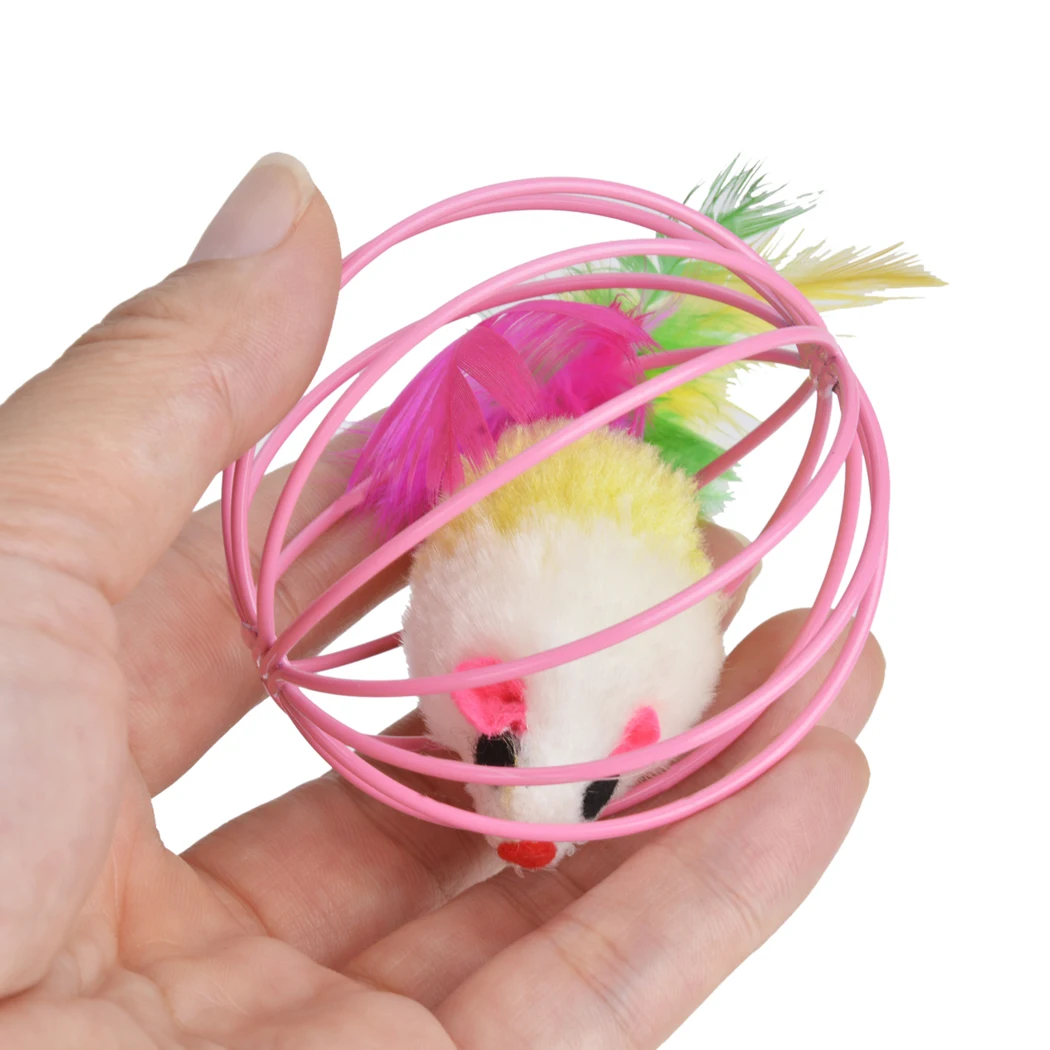

1pc Cat Toy Stick Feather Wand With Bell Mouse Cage Toys Plastic Artificial Colorful Cat Teaser Toy Pet Supplies Random Color