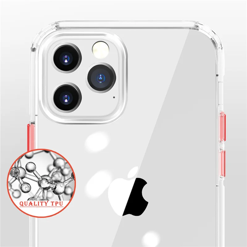 Цветной прозрачный чехол для телефона с кнопкой качественный материал iPhone 12 mini 11