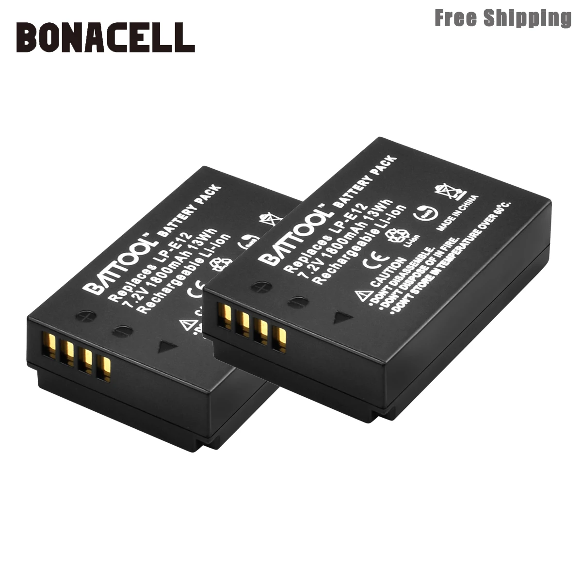Bonacell 1800 мАч LP-E12 LPE12 LP E12 батарея для камеры+ ЖК двойное зарядное устройство для Canon EOS M10 Kiss X7 Rebel SL1 EOS 100D DSLR L50 - Цвет: 2 Pack Battery