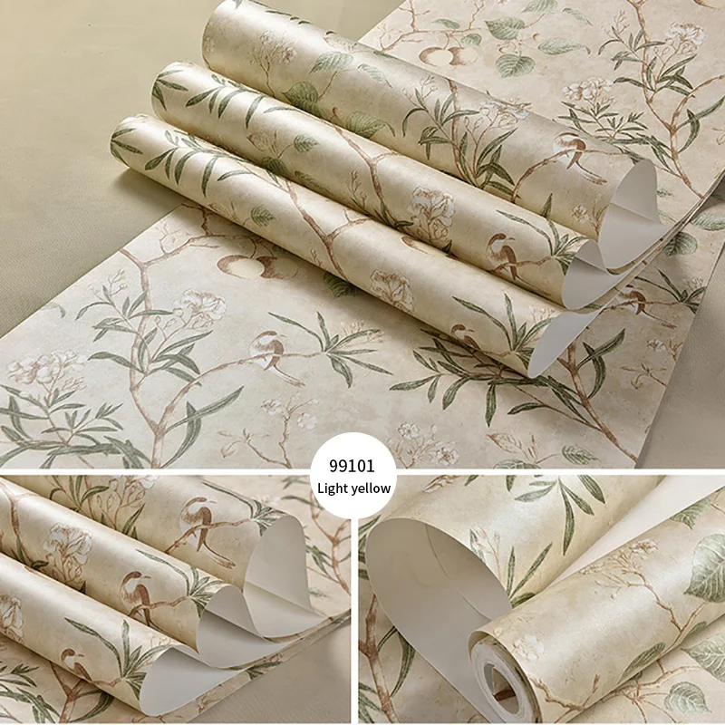 Антикварные обои с рисунком цветов и птиц яблони спальни гостиной нетканые в