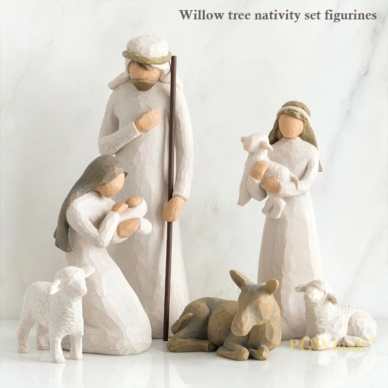 

6pc/set Mary Joseph Shepherd Donkey 2 Sheeps The Nativity Collection Continues Christmas Wedding Gifts for Home Deco