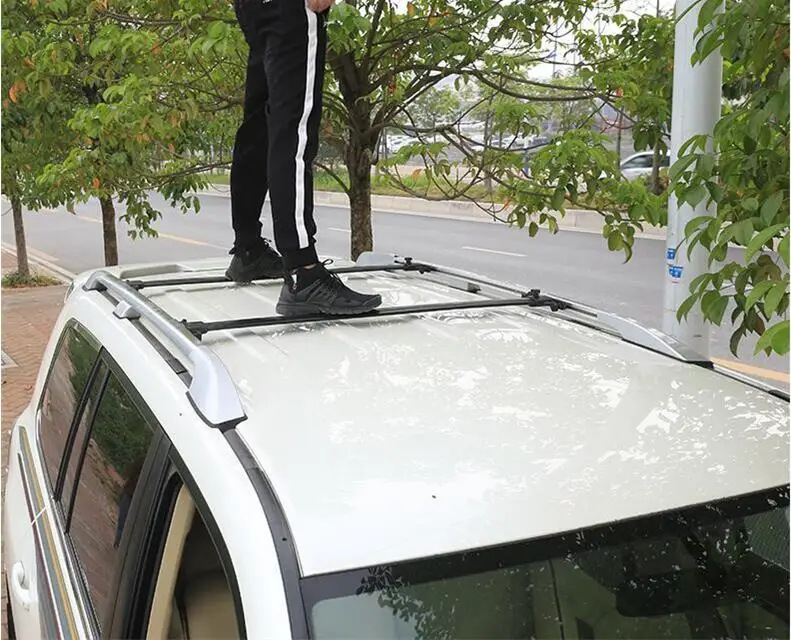 

Aluminum Alloy Top Roof Rack Rail Luggage Cross bar For Toyota Land Cruiser 200 LC200 2008-2021 (black silver)