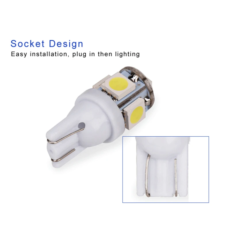 10 шт. Универсальные Автомобильные светодиодные внутренние фонари T10 5 SMD 5050