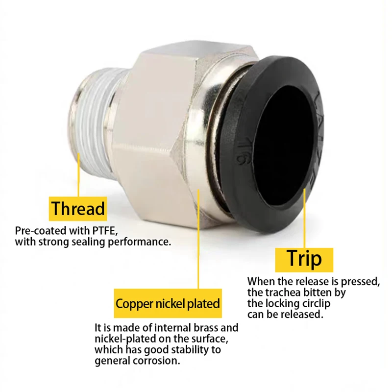 Пневматическая трубка шланга 10 мм 12 6 8 4 1/4 дюйма 1/2 1/8 3/8 с наружной резьбой быстрое