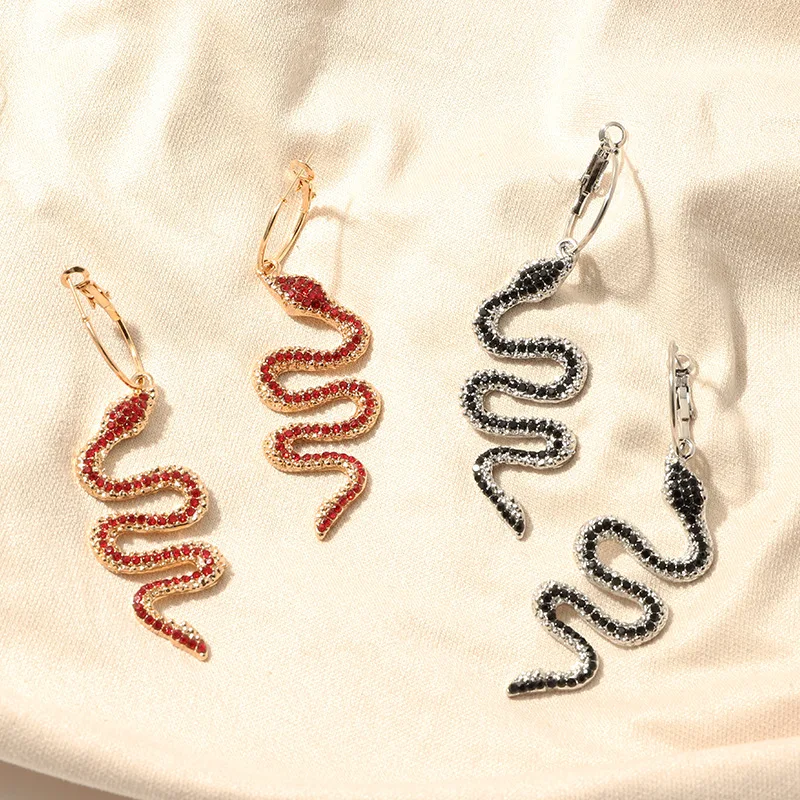 

Luokey Exaggerate Punk Snake Earrings For Women Delicate Crystal Animal Dangle Drop Earring Female Charm Jewlery Pendientes 2020