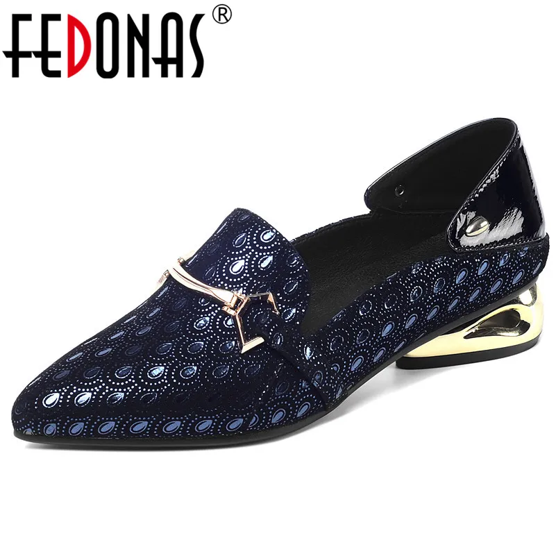 FEDONAS/2020 г. элегантные женские туфли лодочки из овечьей кожи с винтажным принтом