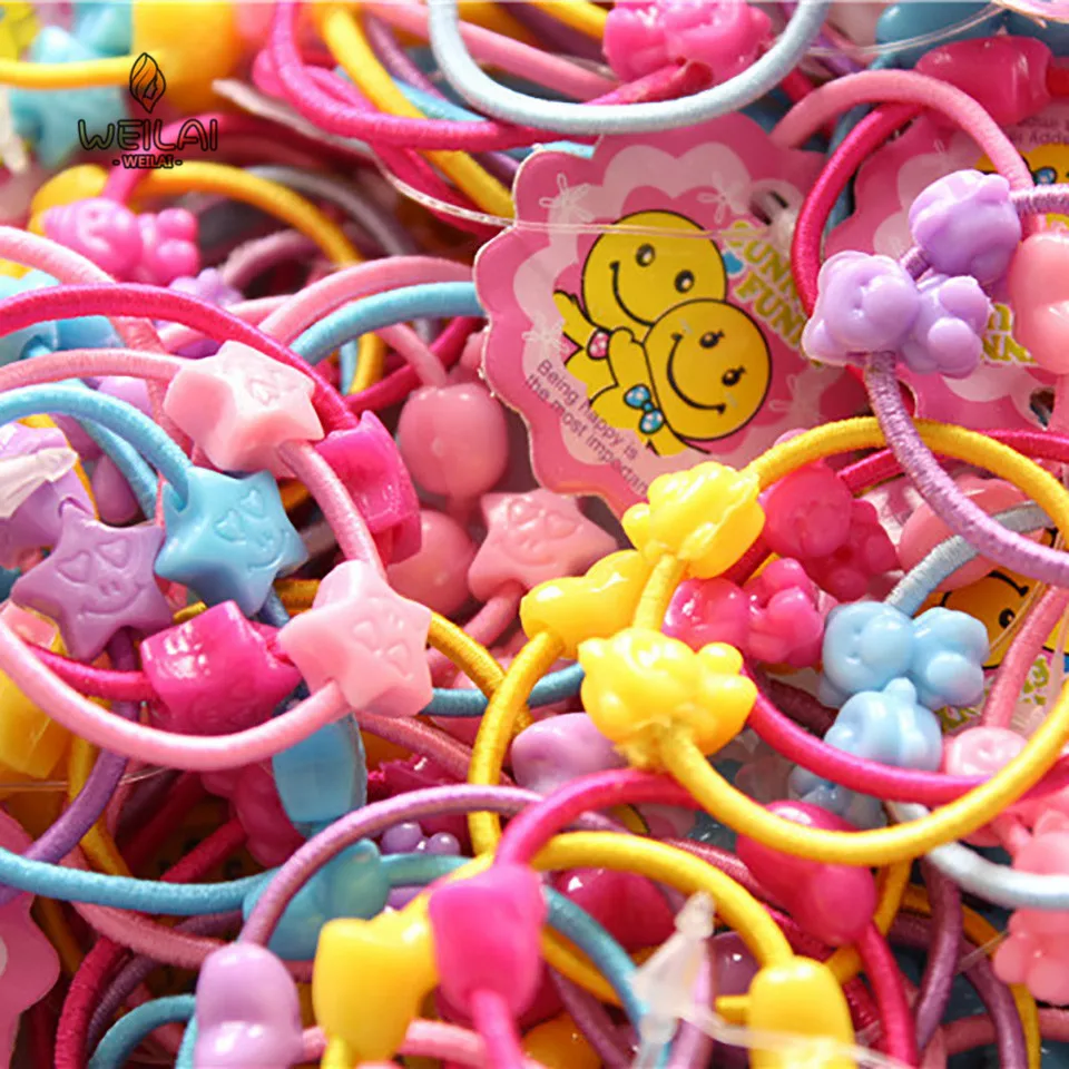 50 продуктов/сумка Детские Двойные бусы кольцо принадлежности для волос девочки