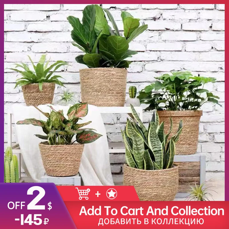 

Wicker Flower Basket Flower Ornament Hanging Baskets Woven Flower Pot Outdoor Bamboo Storage Baskets Home and Garden Decoration