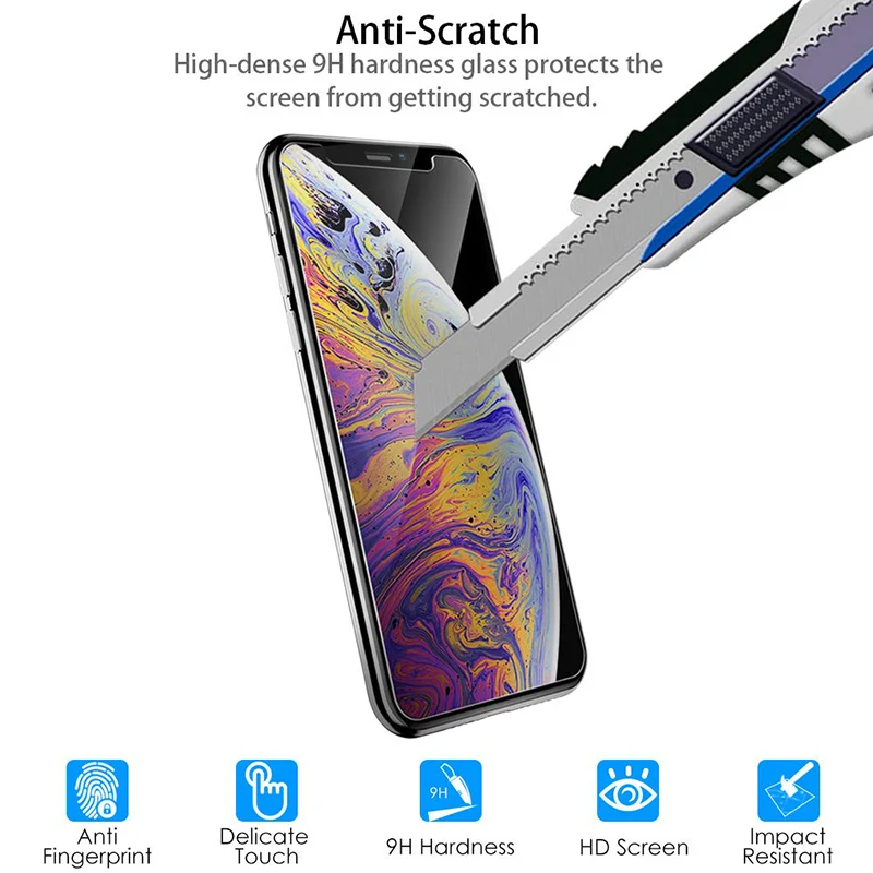 2PCS 9H HD Glass For iPhone X XS Max XR Screen Protector Protective for 11 Pro Tempered Glas aiphone 11pro Film | Мобильные телефоны