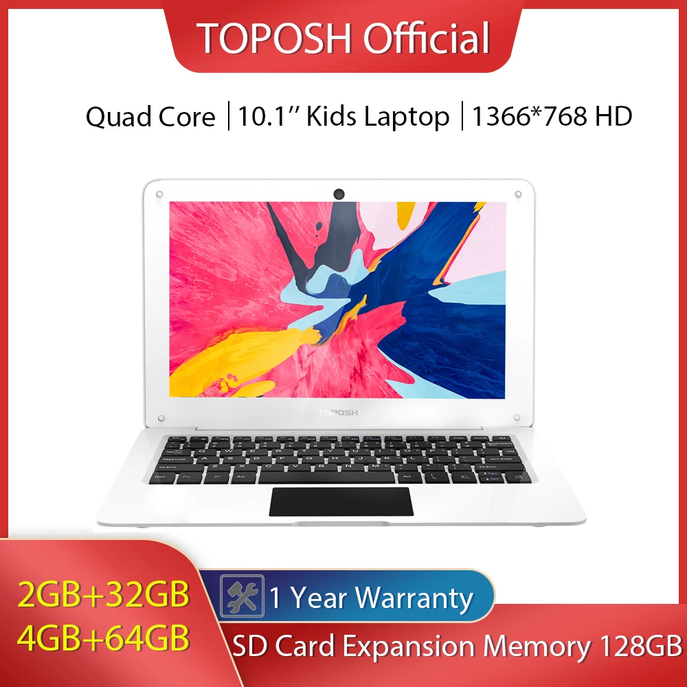

10.1'' Mini Laptop z8350 Windows 10 Pro Notebook Computer Quad Core 1.92 GHz 4GB+64GB Slim Wifi Bluetooth Netbook Children PC