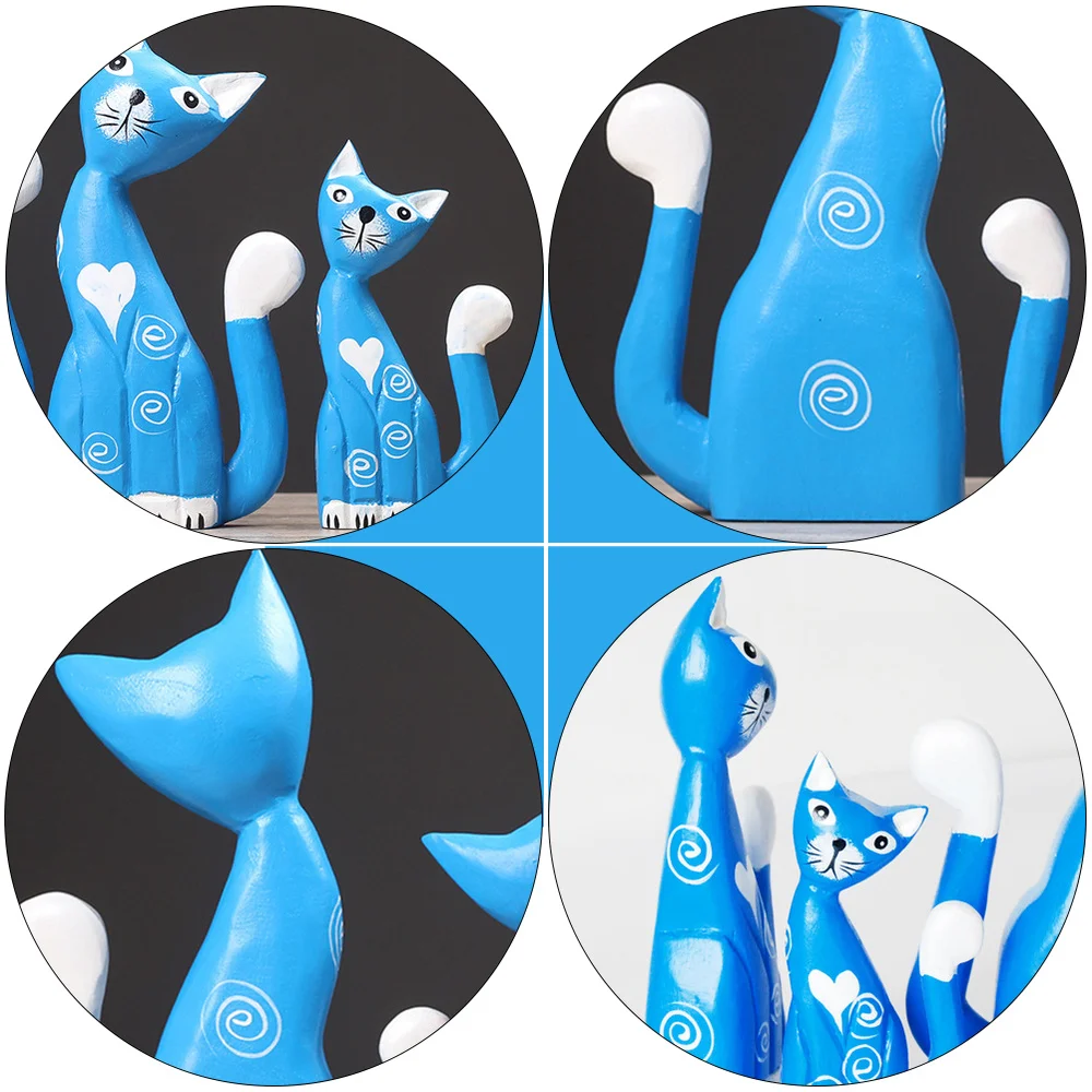 

1 Set Mediterranean style Cat Family Ornament Home Decor Desktop Art Crafts