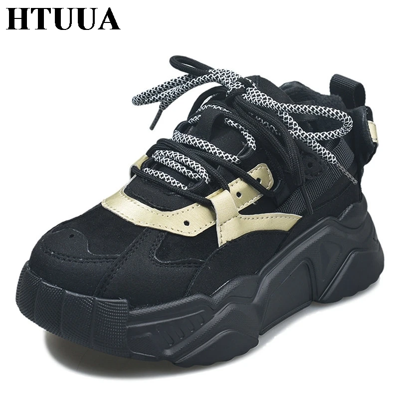 HTUUA/Новинка теплая зимняя обувь из плюша женские кроссовки на массивной