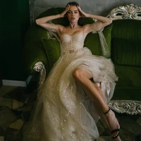 eightree princess wedding dresses sexy spaghetti straps glitter modern bridal dress a line sequins wedding ball gowns plus size