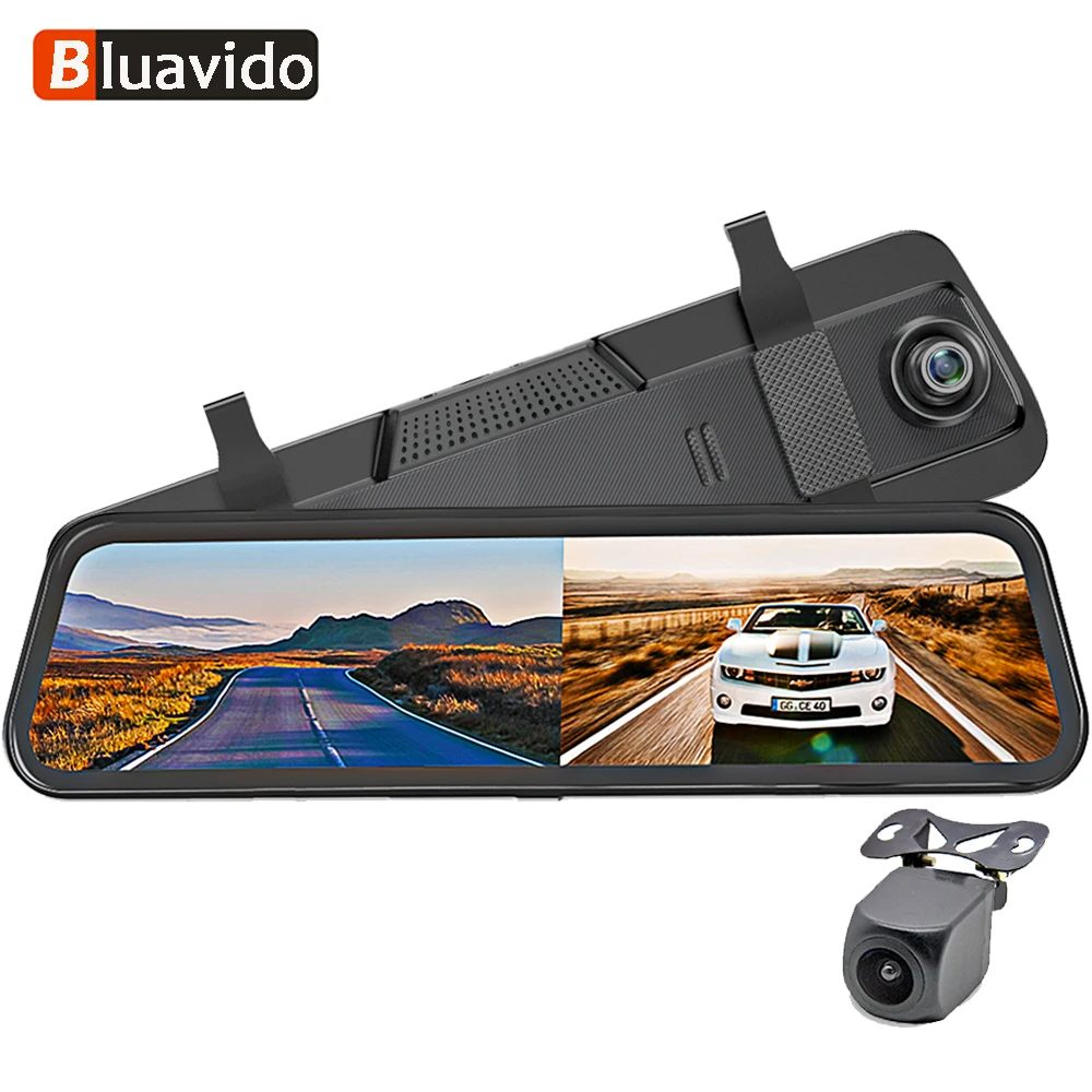 Зеркало заднего вида Bluavido 10 дюймов 2K с ночным видением двойная камера HiSilicon CPU