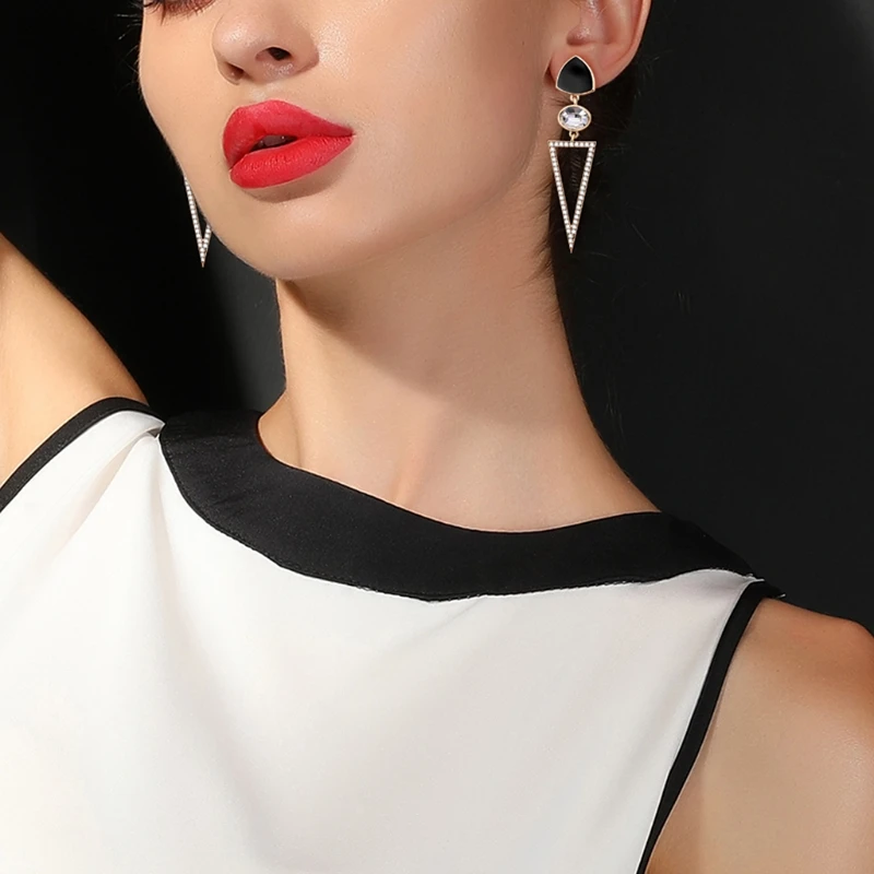 

Women Earrings Luxury Jewelry Elegant Triangle Dangle Geometric Fashion Wedding