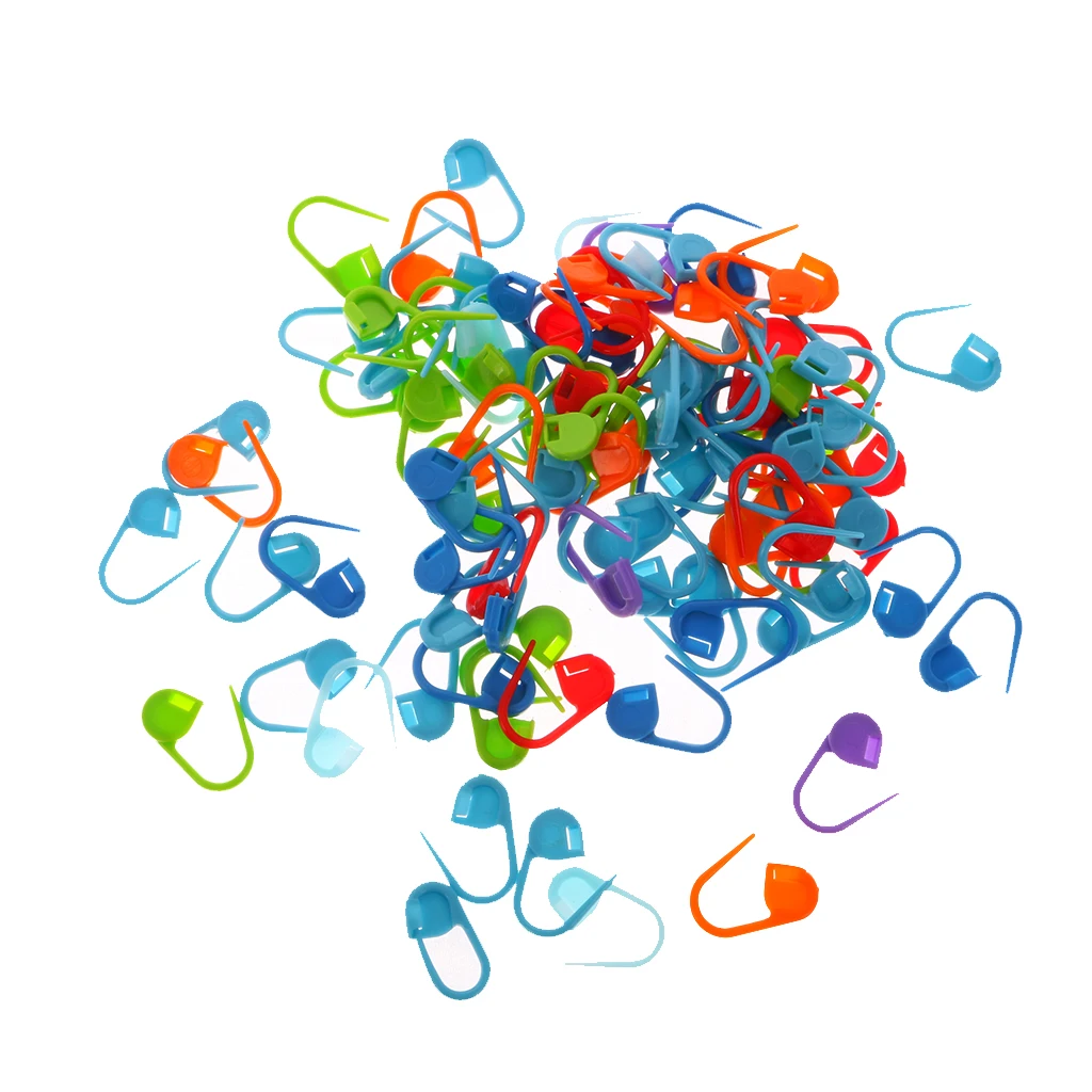 100x Смешанные Пластиковые Мини вязание крючком запирая стежка маркер игольчатые