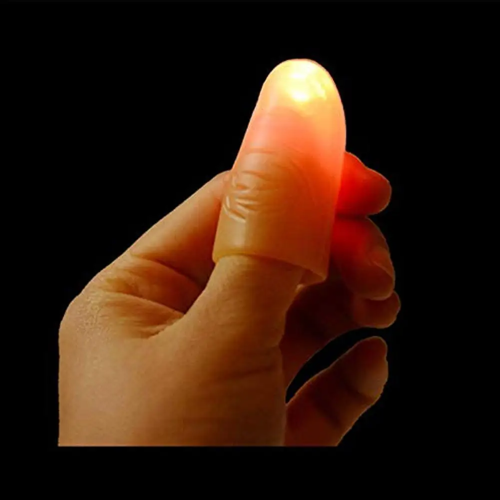 

2pcs Thumbs LED Light Up Toys Flashing Luminous Fingers Kids Trick Props Fantastic Rubber Finger Glow Toys Gift