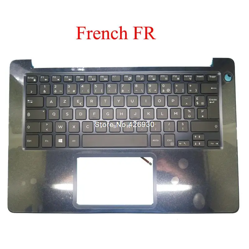 Laptop Palmrest For DELL For Vostro 13 5370 V5370 0XDHWP XDHWP 0CRTCH CRTCH with backlit French FR blue keyboard new