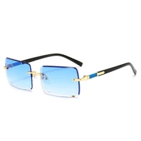 2021 new fashion style rectangle sunglasses men rimless sun glasses women uv400 driving gradient shades fashion eyewear