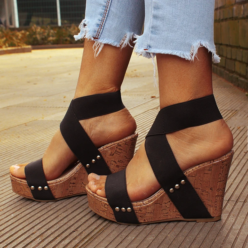 

Women Sandals Platform Sandals High Heels Shoes Elastic Strap Gladiator Sandalia Feminina Summer Wedge Heel Sandalias Mujer 2019