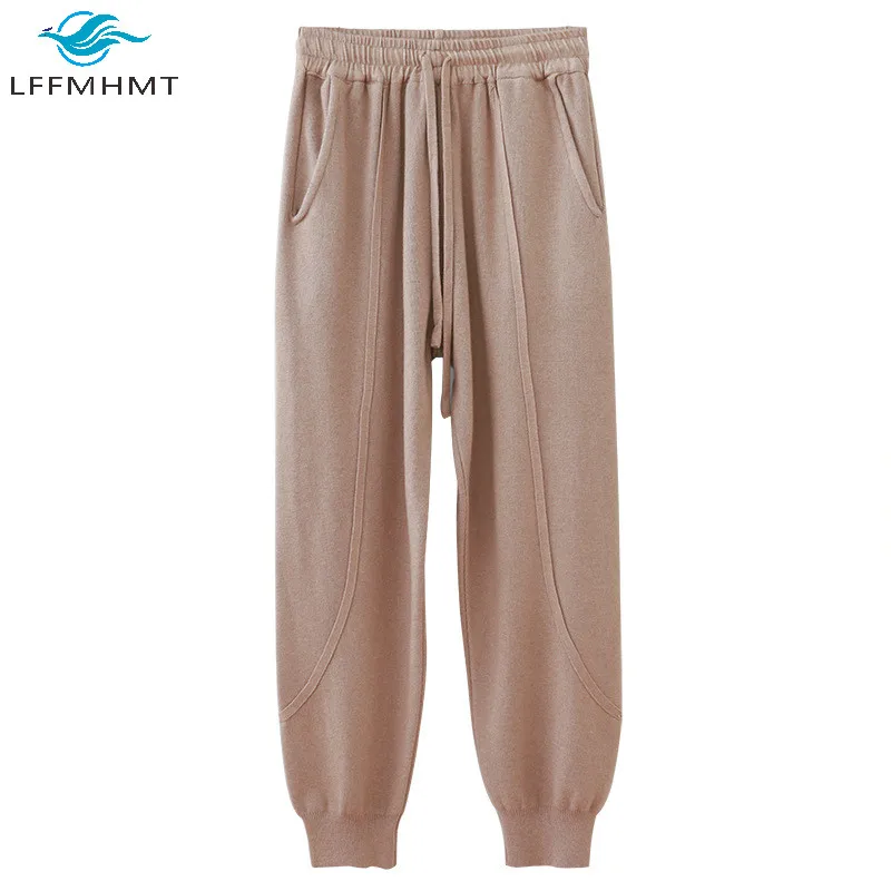 

6 Color Winter Fall New Fashion Women High Elastic Waist Solid Color Thick Harem Sweatpants Female Casual Loose Knitting Trouser