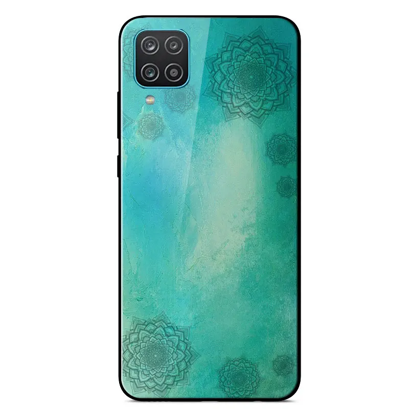 

Tempered glass Case For Samsung Galaxy A42 Mirror Painted Silicone Frame Shockproof Back Cover For Samsung A42 Phone Cases 6.6"