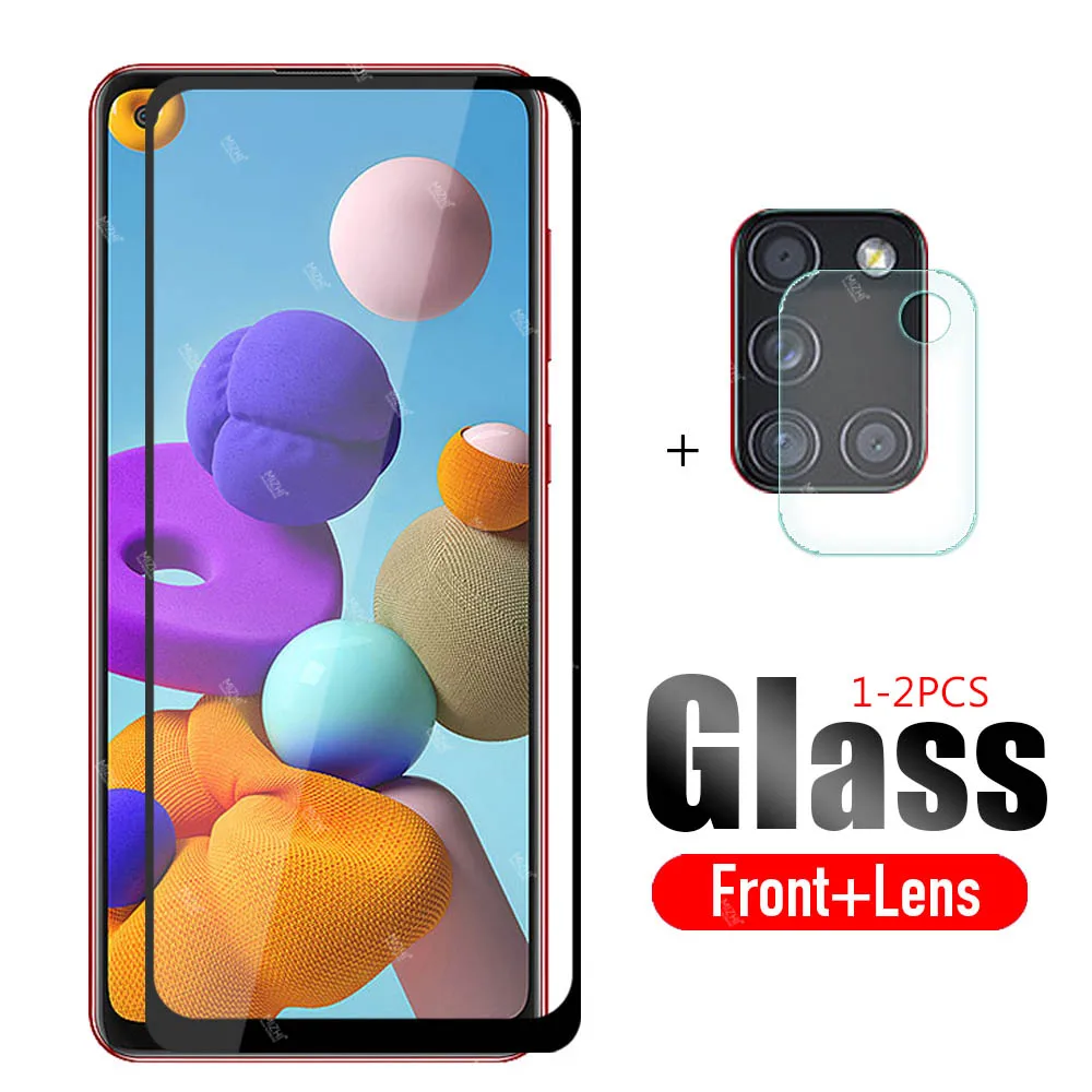 2 в 1 Защитное стекло для Samsung A21s 2020 Защита объектива камеры Galaxy A 21 s A217F пленка из